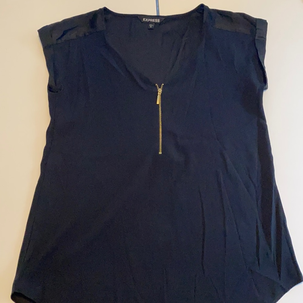 Express Black Zipper Blouse